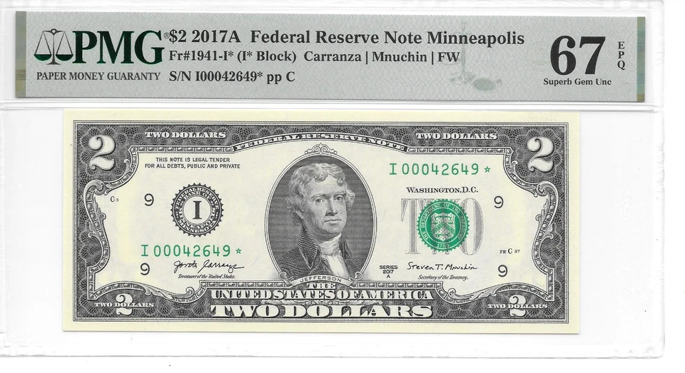 2017A* MINNEAPOLIS STAR $2 FRN PMG 67 EPQ Superb Gem Unc. (1st Print Release) - Image 3 of 4