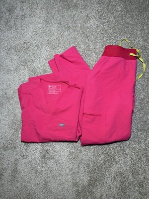 Figs Women's Pink Technical Collection Size Small Scrub Top And Bottom