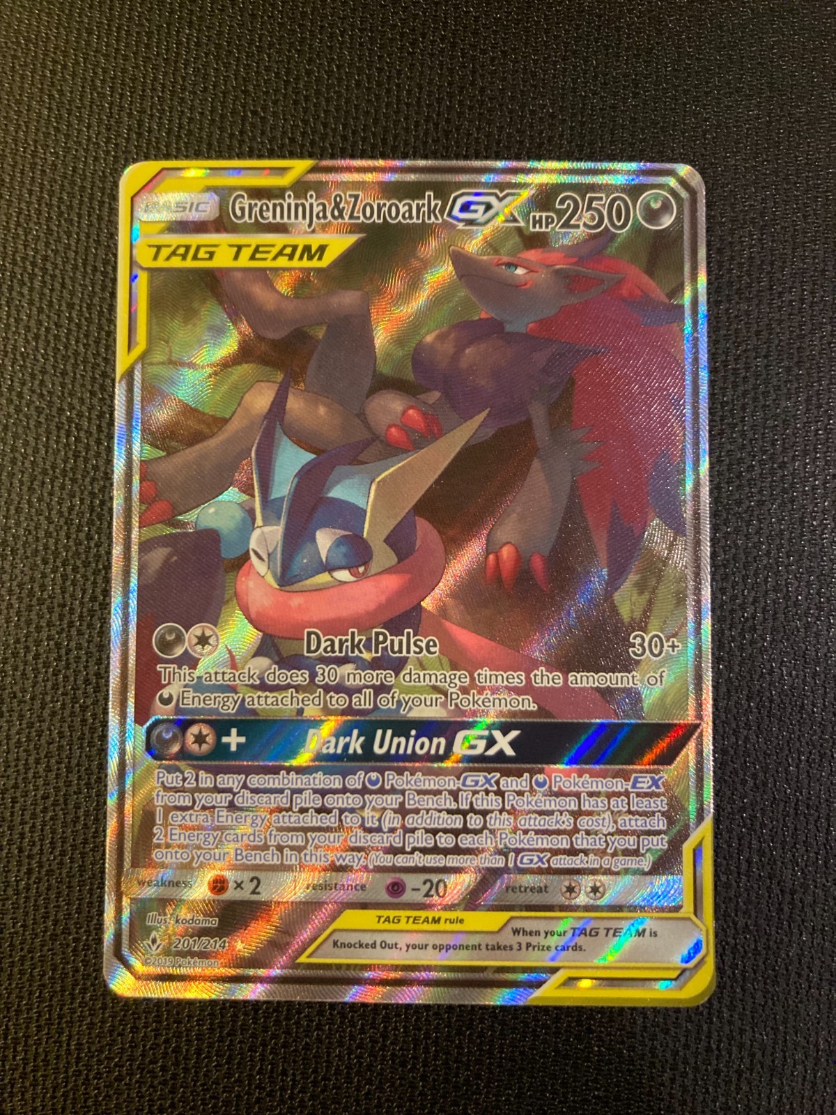 Pokemon SM Unbroken Bonds Greninja & Zoroark Tag Team GX #201/214 LP
