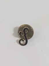 Vintage Letter P Brooch Initial Lapel Pin Brushed GOLD Tone Cursive