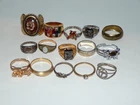 Jewelry Lot Vintage Ring Rings Costume Cocktail Cluster & More Ladies [701D]