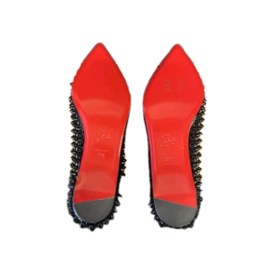 Christian Louboutin Pigalle Picos Pisos Negro Glamour Lujo Nuevo PARÍS Talla 39 Foto 4 de 4