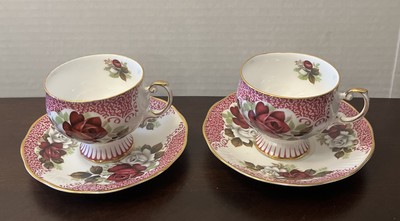 Vintage Pair of Rosina Tea cup Saucer Rose Footed England Fine Bone China