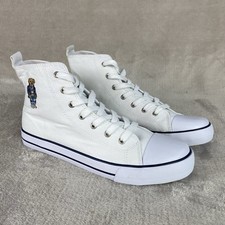 Polo Ralph Lauren Hamptyn Hi II Bear Kids Youth Sneaker 6.5 White Canvas NEW