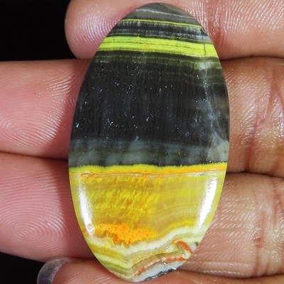 natural BUMBLE BEE JASPER oval cabochon loose gemstone 39.30 Cts. (23x42x4 mm)