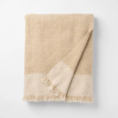 50''x60'' Tonal Woven Boucle Throw Blanket Cream - Threshold designed with Studio