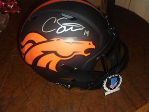 Courtland Sutton Autographed Full Size Speed Replica Helmet