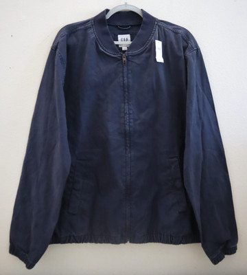 Gap 738596 Men s Sz Large Vintage Navy Blue Full Zip Relaxed Bomber Jacket $100