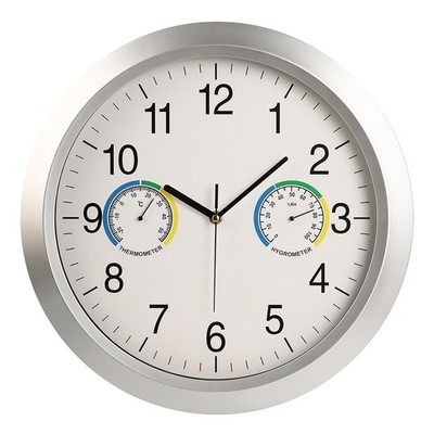 Nicht tickende Wanduhr mit Temperatur- und Luftfeuchtigkeitsmonitor für Wohnzim