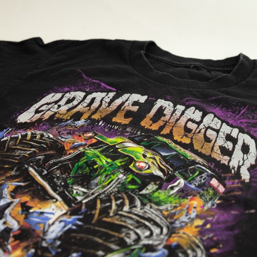 Camisa Grave Digger Juvenil M Negra Monster Jam Gráfica Camiseta Camión Demolición Derby - Imagen 2 de 6