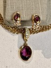 Swarovski Swan Necklace Earrings Set Gold Plated Crystals — photo 1