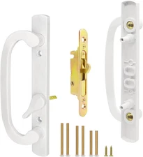 Patio Sliding Glass Door Handle Set with Mortise Lock 45° Keyway, Non-Keyed