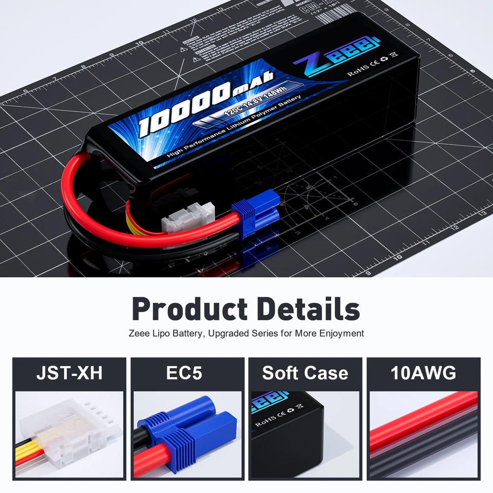 2x Zeee 4S Lipo Battery 10000mAh 14.8V 120C EC5 for Xmaxx RC Car Truck Tank - Image 2 of 4