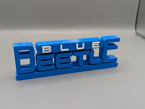 Blue Beetle - 3D printed logo for desk or wall mount. 250mm wide