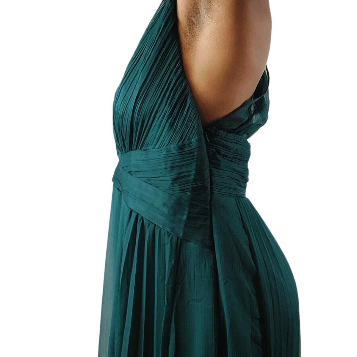 ASOS Design Forest Green Bridesmaid Pleated Maxi (floor length) Dress | eBay