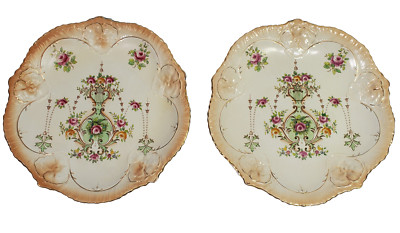 La Rosa Ware John Tams England Gloria LOT of 2 Antique Rose 10'' Dinner Plates
