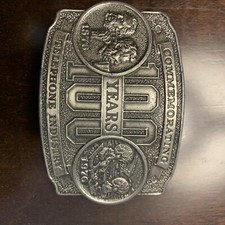 Vintage 1976 Commemorating 100years Telephone Industry Lewis BELT BUCKLE WORN 