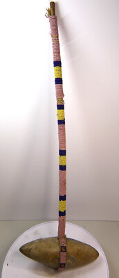 Sioux Lakota Stone Dance Club 18'' with Beaded Handle & Painted Image of Animal
