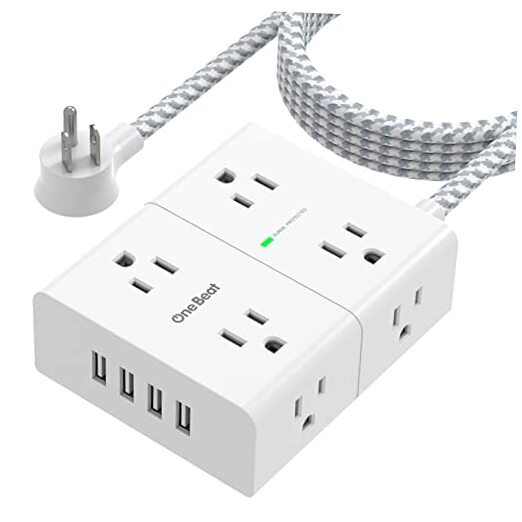 Extension Cord Surge Protector Power Strip - 8 Widely Outlets 4 USB Ports 10 Ft-image