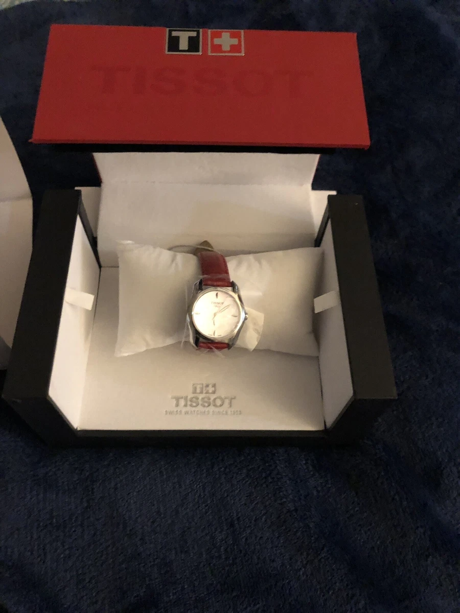 Tissot red leather watch cheap