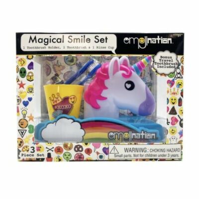 Emojination Magical Smile 3 Piece Set - Toothbrush, Holder, Cup - **BRAND NEW**