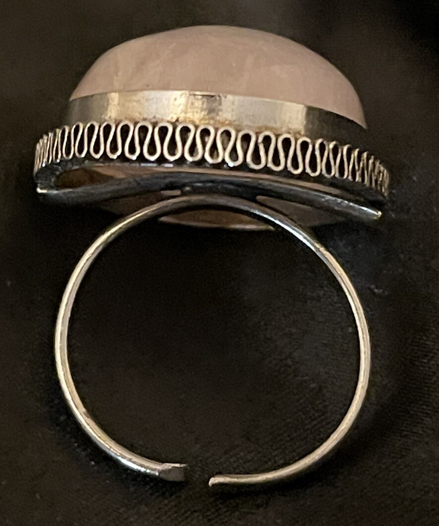 Vintage Statement RING  - Rose Quartz - Adjustabl… - image 4