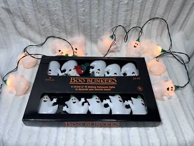 Hallmark Halloween Boo Blinkers White Ghost Plastic Blow Mold Light Strings
