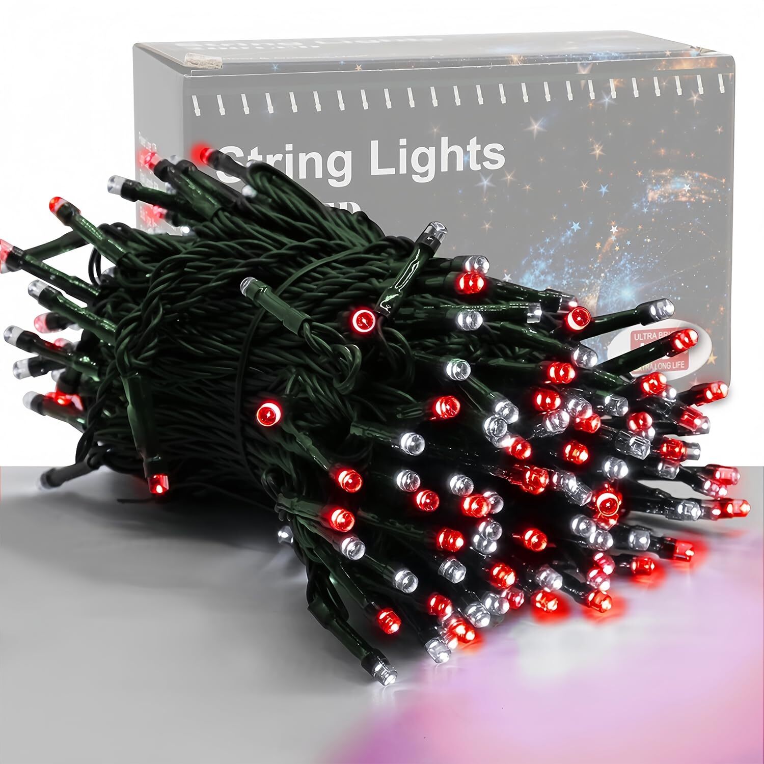 66ft Christmas Decorative Mini Lights, 200 LED Green Wire Fairy Starry String...