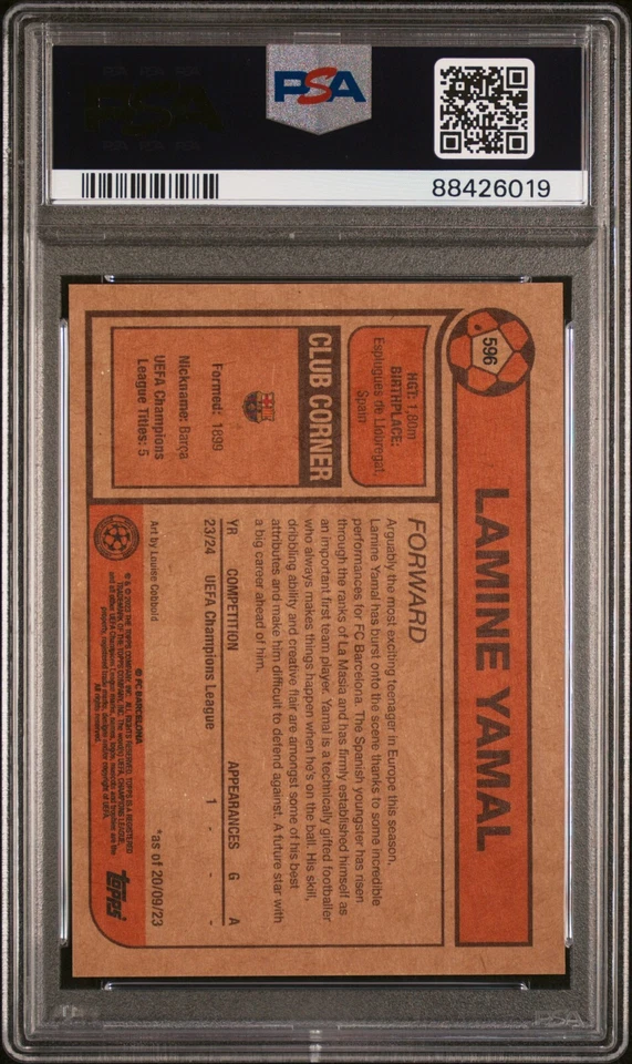 2023 TOPPS LIVING SET UCL #596 LAMINE YAMAL * PSA 10 * GEM RC FC BARCELONA *QTY* - Image 2 of 2