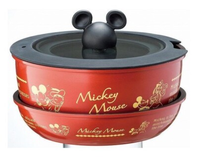 Skater Mickey Disney Pot 20cm frying pan 20cm glass lid 20cm handle 4piece set