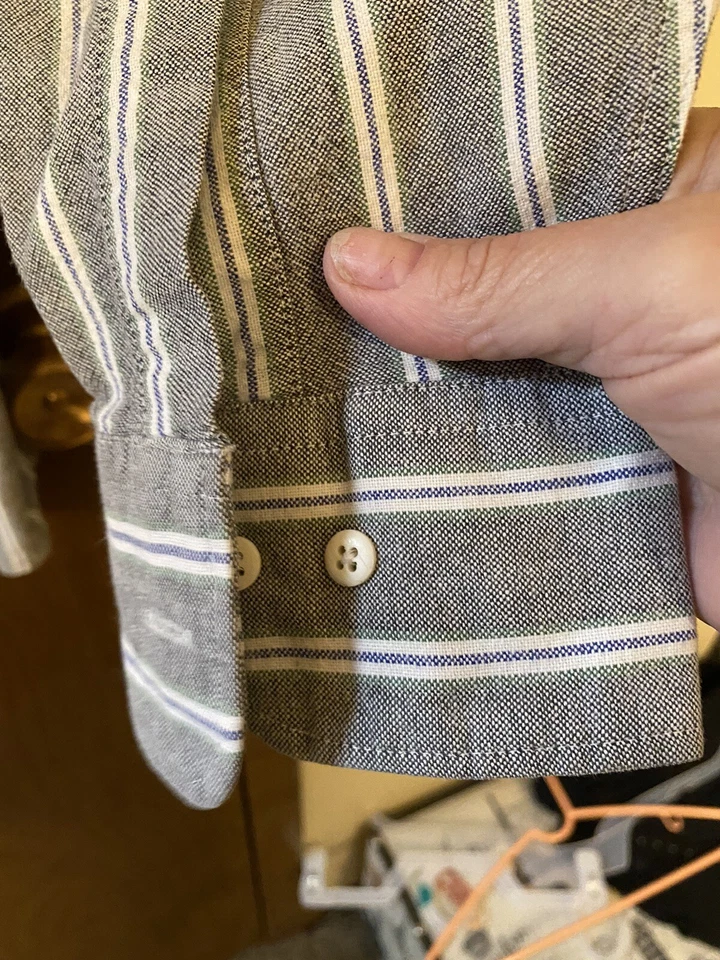 members only button down shirt in gray stripe size Large - Image 3 of 4