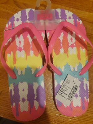 Pink Rainbow Flip Flops Childrens Place Girls Youth Flip Flops - Main Image