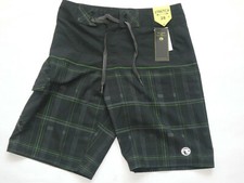 NWT OCEAN CURRENT BLACK STRIPED MEN'S SWIM BOARDSHORTS SIZE 28