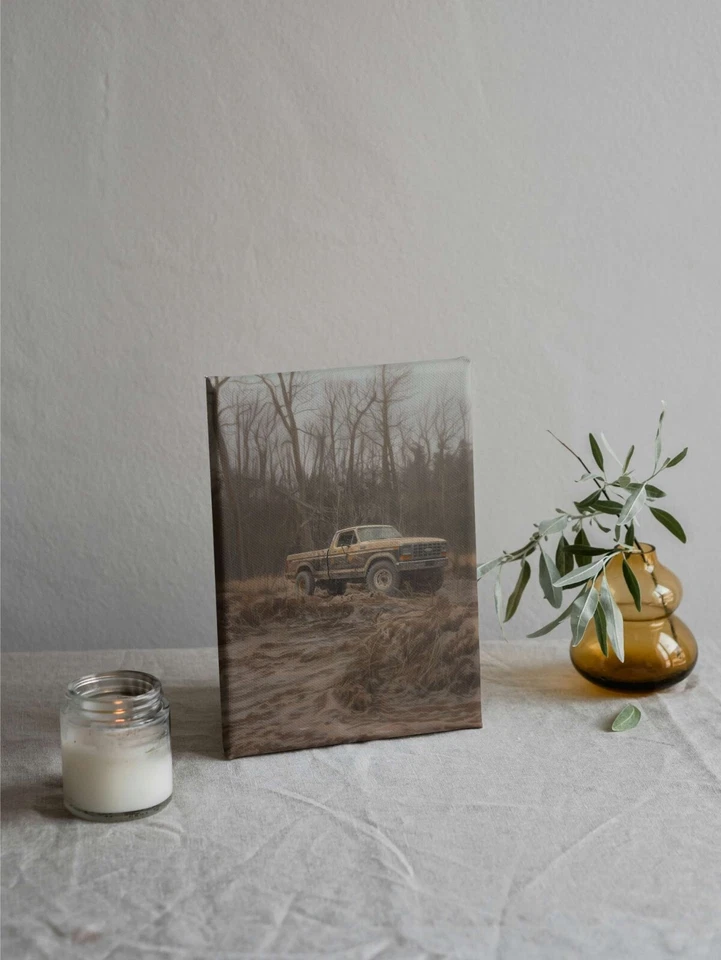Ford F-150 Built Tough USA American Classic Forest Mud Truck | C30 Canvas Print - Image 3 of 4