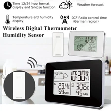 Digital LCD Wireless Weather Station Clock Indoor & Outdoor Humidity Thermometer