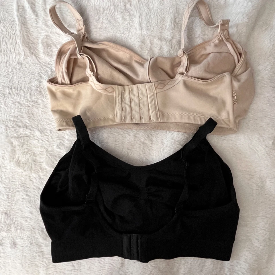 Bravado 34L 34M Unbranded Nursing Breastfeeding Bra Large Beige Black Lot of 2 - Image 2 of 4