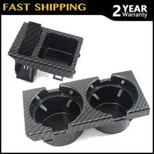 For BMW E46 Black Front Center Console Drink Cup Holder 51168217953/957 ABS Set