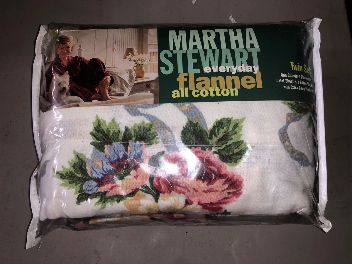 Martha Stewart 3-Piece Woodland Floral Cotton Flannel Twin Sheet Set – Multicolor