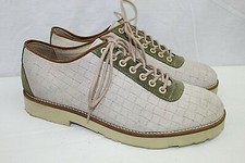 Hush Puppies mens casual oxford shoes Size 9.5 high quality leather beige/green
