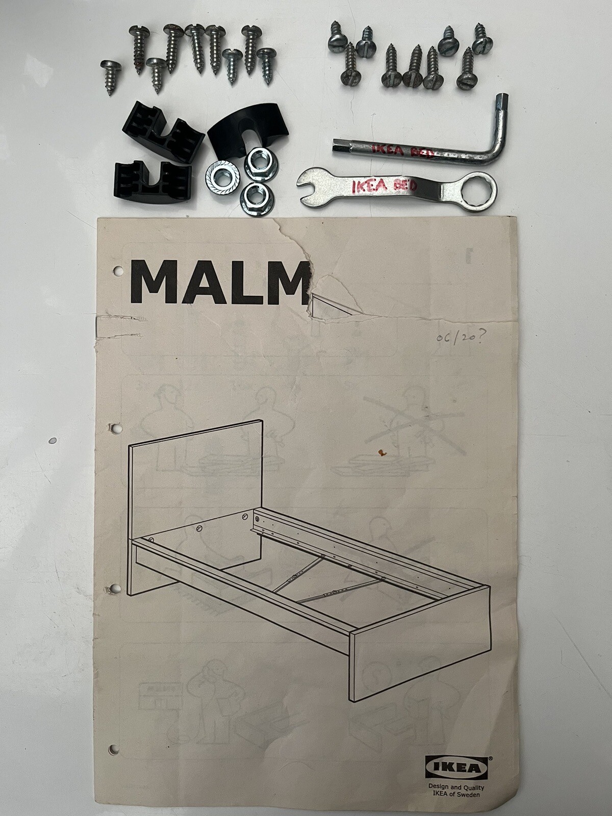 White ikea malm single bed+headboard(2 options)+instructions+tools eBay