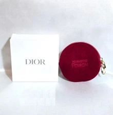 Dior Hypnotic Poison Red Velvet Coin Pouch Case Makeup Bag + Box + Free Sample