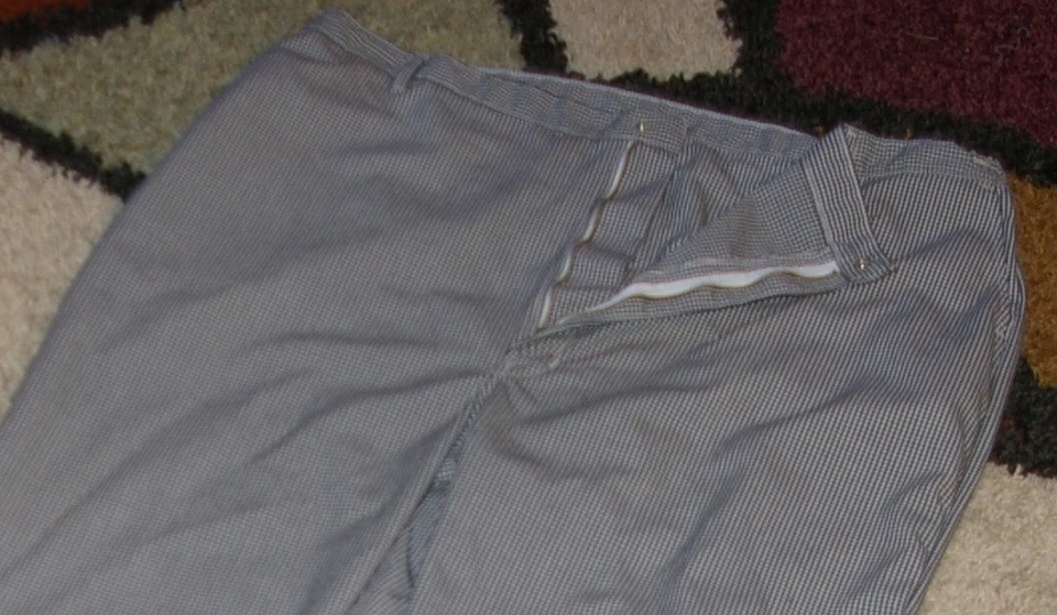 Pantalón de Chef Hombre Negro/Blanco Cuadros Cremallera Mosca 4 Bolsillos Talla 3X/4X (52) Dobladillo Abierto Foto 2 de 4