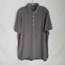 RLX Ralph Lauren Mens Grey Striped Short Sleeve Golf Polo Shirt Size Large