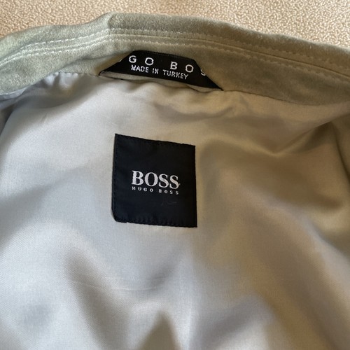 HUGO BOSS Soft Light Gray Grey Suede Field Jacket Coat Made In Turkey 47 Vintage - Picture 16 of 20