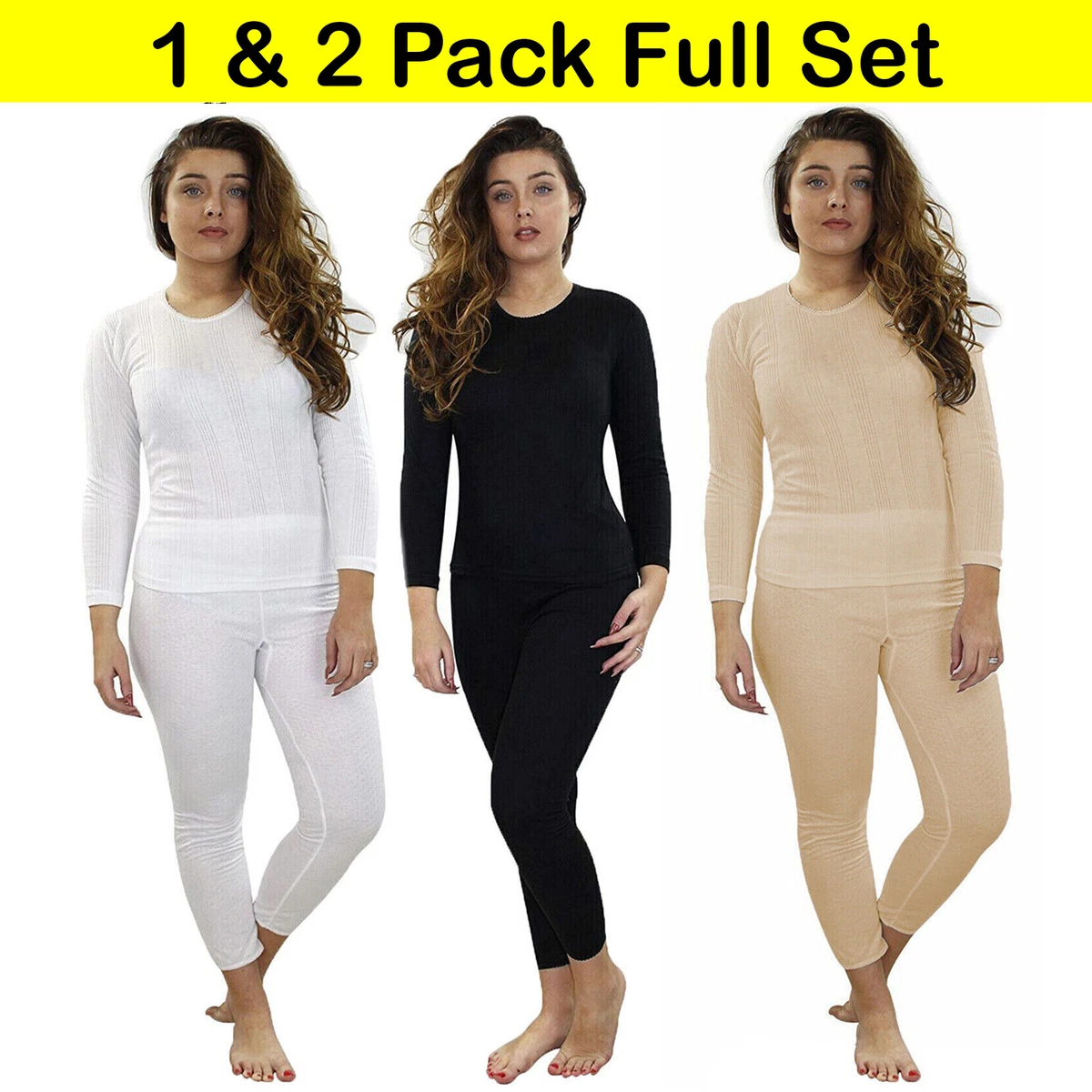 Pure Cotton Thermal Underwear For Women Long Johns Set Ultra-Soft Base Layer