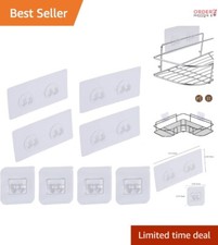 8 Transparent Adhesive Wall Hooks - Durable No-Drill Bathroom Storage Solution