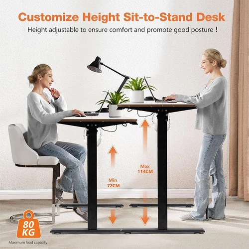 Electric Standing Desk Height Adjustable Table Sit Stand 120cm Light Oak/White - Picture 4 of 16