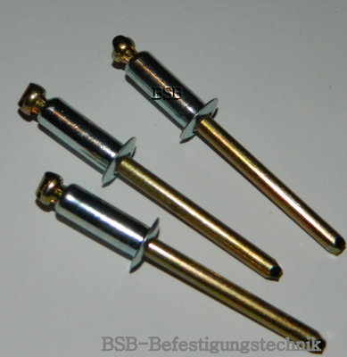Produktbild von 10x Blindnieten 4x10 Mm Senkkopf – Kupfer-Nickel Mit Verzinktem Stahldorn