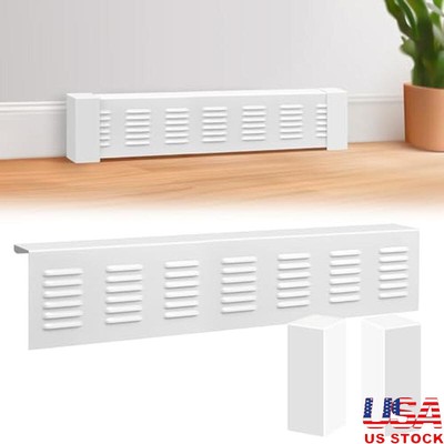 4ft Steel Baseboard Heater Cover W/ End Caps Easy Slip-on Installation Hydronic