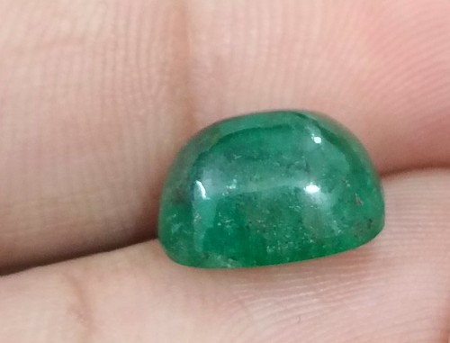 Piedra preciosa suelta esmeralda natural verde profundo mediano corte pan sugerloaf de gran tamaño 6,06 quilates - Imagen 2 de 11